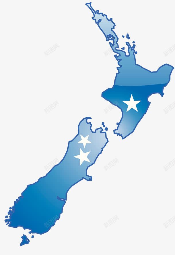 新西兰国家轮廓png免抠素材_88icon https://88icon.com 地理学 新西兰地图 新西兰标志性 星星 蓝色