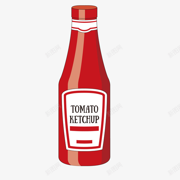 红色的番茄酱调味料瓶子矢量图ai免抠素材_88icon https://88icon.com 厨房用品 瓶装 番茄酱 红色 调味料 酱料 矢量图