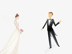 卡通手绘婚礼人物插画素材
