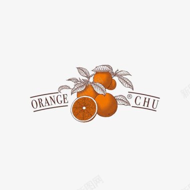 香橙水果茶卡通手绘香橙标志图标图标