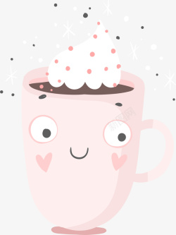 粉色奶茶手绘卡通可爱杯子高清图片
