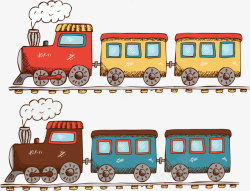 铁路行驶中卡通插图蒸汽式火车行驶中高清图片
