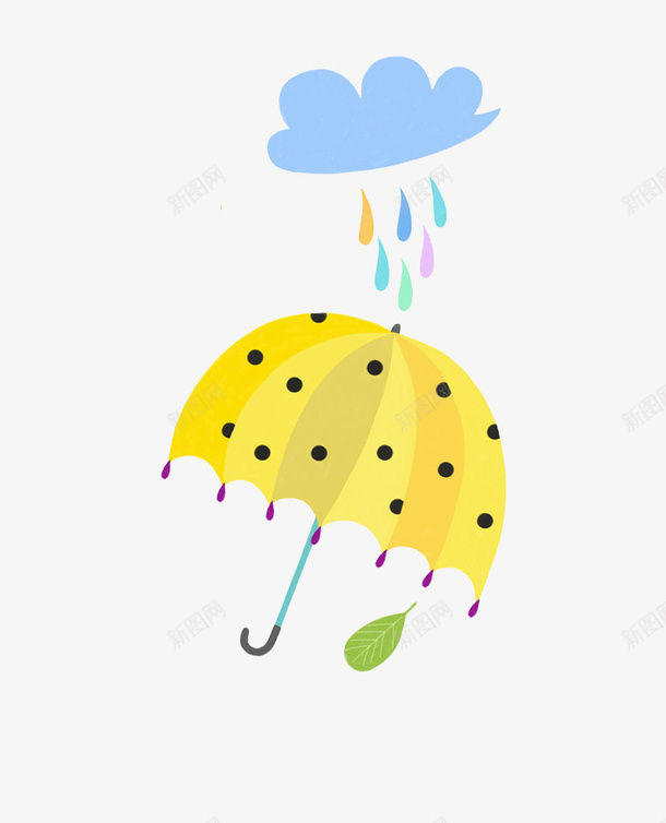 手绘可爱卡通插图黄色波点雨伞png免抠素材_88icon https://88icon.com 下雨天 卡通插图 可爱 手绘 波点雨伞 黄色