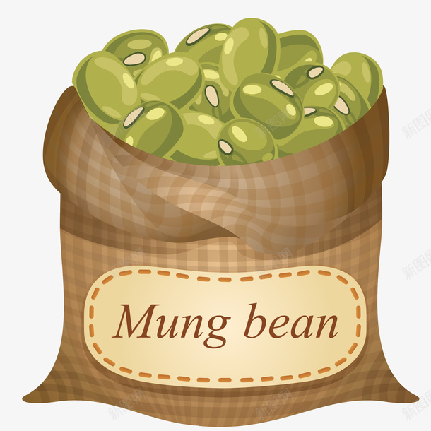 一麻袋绿豆插画png免抠素材_88icon https://88icon.com 一麻袋绿豆矢量插画 五谷杂粮 手绘 滋补 绿豆 豆类 食材