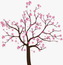 卡通手绘粉色樱花树素材