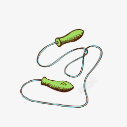 手绘跳绳手绘绿色条绳子矢量图高清图片