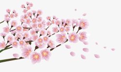 粉色手绘桃花树枝装饰图案素材