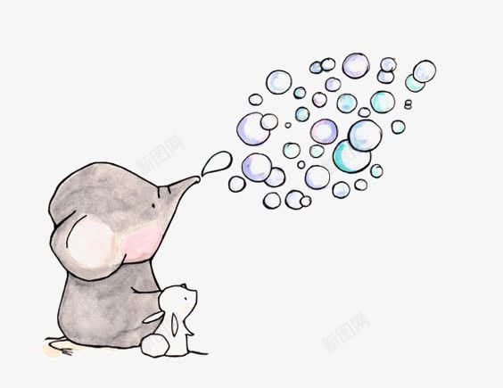 小象和兔子png免抠素材_88icon https://88icon.com 动物 卡通 好朋友 手绘 气泡