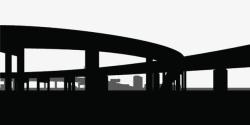 马路的剪影黑色高架桥剪影高清图片