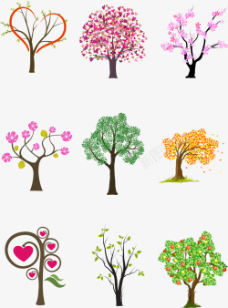多彩相框树木多彩卡通许愿树高清图片