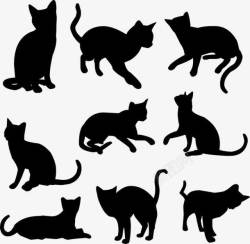 黑白动物绘画可爱猫咪剪影高清图片
