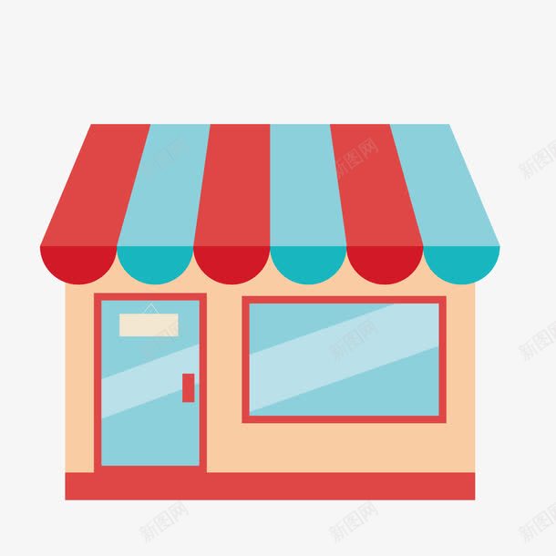 红色商店png免抠素材_88icon https://88icon.com 出售 商店 小卖部 建筑 房子 房屋 红色 蓝色