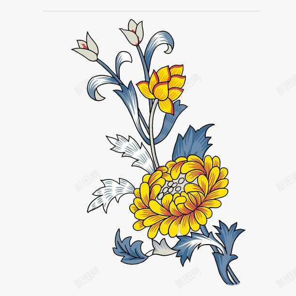 彩色手绘菊花png免抠素材_88icon https://88icon.com 手绘 手绘图 手绘花朵 花草 菊花 菊花图案 菊花彩绘 金银花菊花