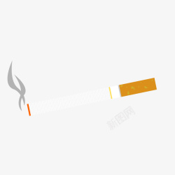 青色烟嘴香烟手绘一根点燃的烟高清图片