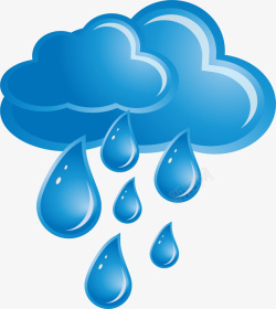卡通蓝色雨点和云朵素材