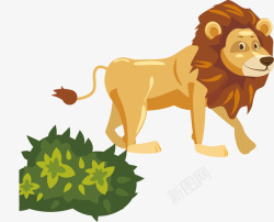 手绘卡通野生动物狮子素材