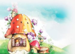 蘑菇房子六一儿童节61蘑菇房子童话手绘高清图片