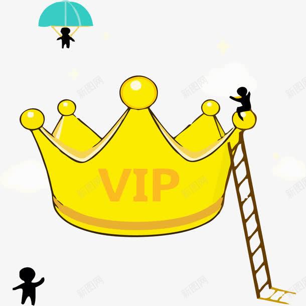 黄色VIP皇冠png免抠素材_88icon https://88icon.com 创意 楼梯 皇冠 皇冠png 降落伞