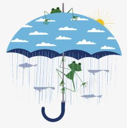 带水的伞卡通太阳雨装饰图案高清图片