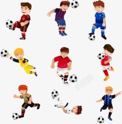 卡通球员卡通踢足球的男孩高清图片
