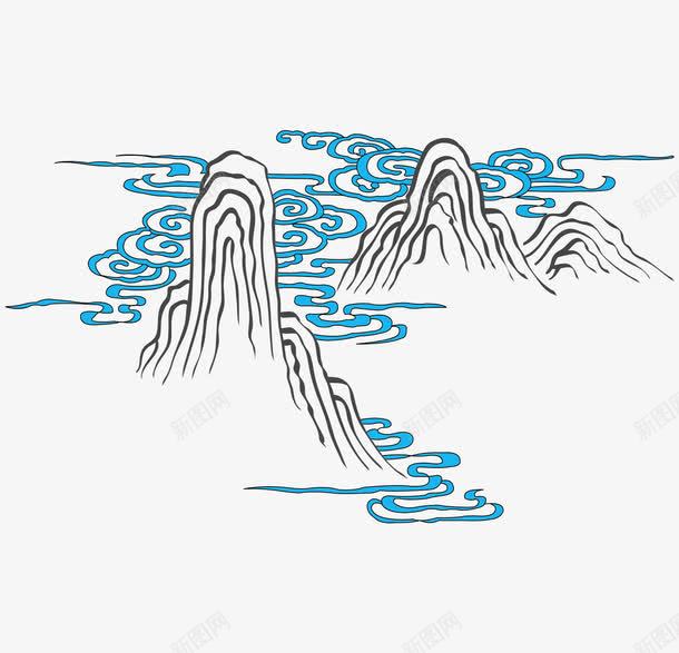 中国风格绘画山峰云彩矢量图ai免抠素材_88icon https://88icon.com 中国风格的绘画 山峰的绘画 山峰矢量 矢量图 矢量的山峰 蓝色的云彩