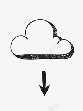 多云天气手绘黑白云朵图标图标