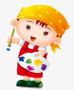 画画的小孩素材