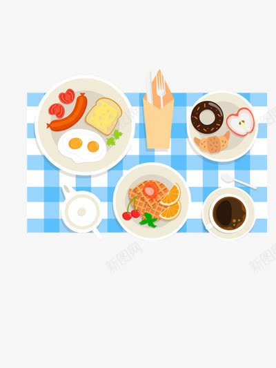 手绘早餐png免抠素材_88icon https://88icon.com 早餐 格子桌布 桌布 瓜果 营养 蔬菜 西式早餐 面包 食物 餐桌