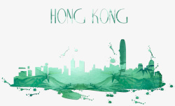香港城市剪影素材