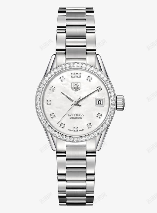 银色泰格豪雅腕表镶钻手表女表png免抠素材_88icon https://88icon.com Heuer TAG 产品实物 女士手表 手表 机械女表 泰格豪雅 腕表