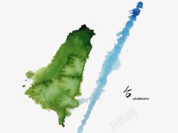台湾省水墨地图素材