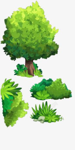 卡通绿色茂密的大树素材