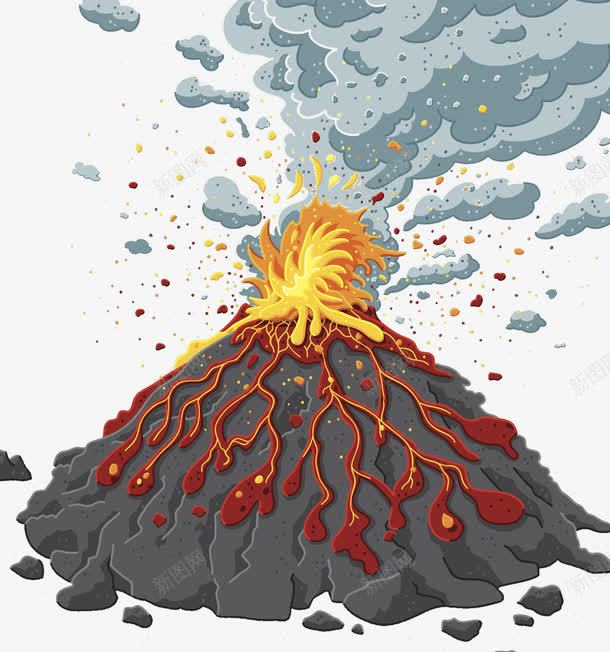 火山岩浆爆发插画png免抠素材_88icon https://88icon.com 卡通岩浆 岩浆 插画 火山岩 火山爆发 自然灾害