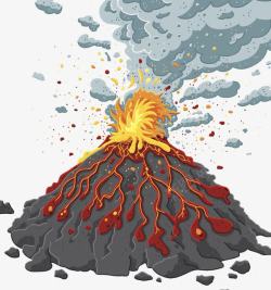 火山岩浆爆发插画素材