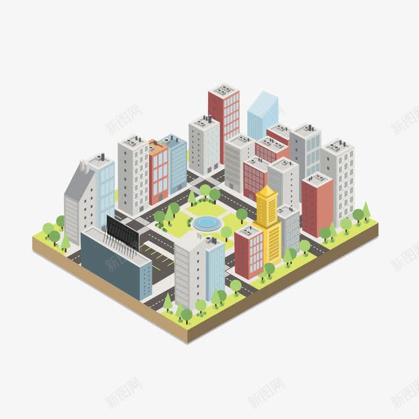 城市模型png免抠素材_88icon https://88icon.com 公园 楼房 沙盘 高楼大厦