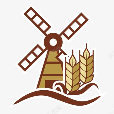 农业稻田风车大麦麦穗logo图标图标