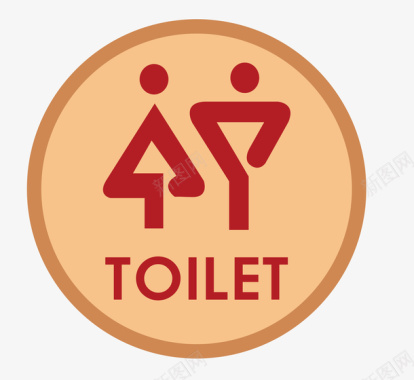 男女圆形卡通厕所标志矢量图图标图标