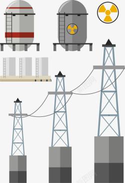 手绘核电站工厂素材