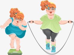肥胖女人运动减肥的女人矢量图高清图片