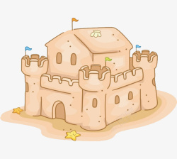沙土堆建的城堡手绘图素材
