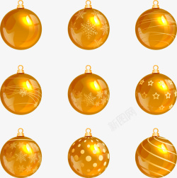 逼真质感金色逼真质感圣诞挂球素矢量图高清图片