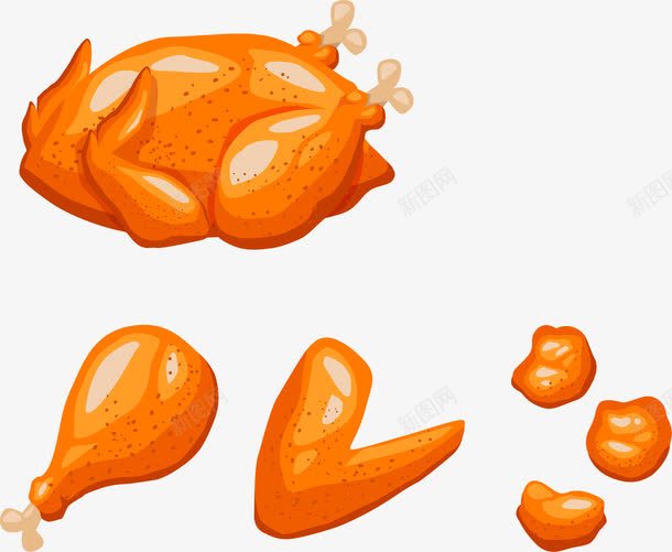 卡通手绘炸鸡烤火鸡鸡米花png免抠素材_88icon https://88icon.com 全家桶 卡通火鸡 垃圾食品 快餐 油炸食品 翅桶 脆皮炸鸡