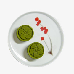 圆型樱花绿豆酥素材
