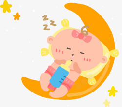 宝宝睡眠灯可爱沉睡奶瓶宝宝高清图片