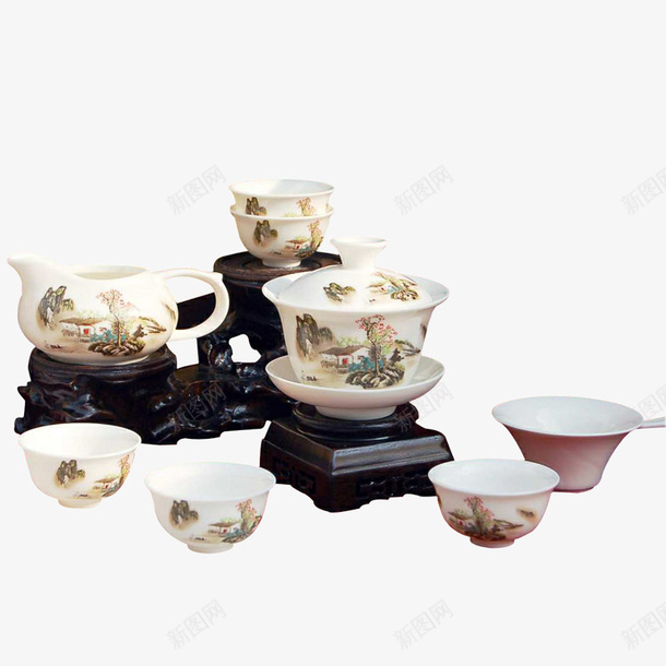 一套茶具png免抠素材_88icon https://88icon.com 瓷器 茶具 茶壶 茶座 茶杯