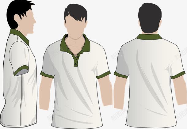 短袖T恤png免抠素材_88icon https://88icon.com 手绘 男人 白色的 短袖T恤 简图 绿色的 衬衫 领子