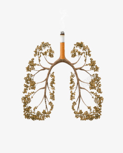 灰色创意香烟肺部公益广告插画素材