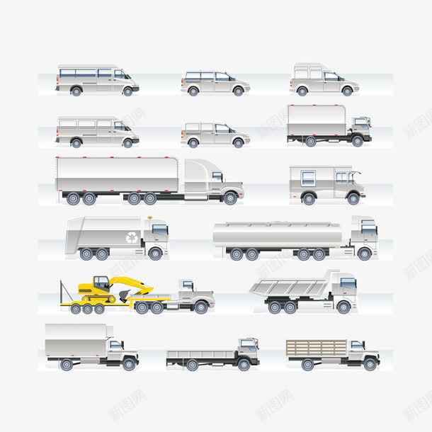 交通工具集合png免抠素材_88icon https://88icon.com 交通 卡车 工具 拖车 汽车 油罐车 货柜车 铲车