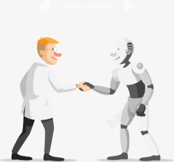 发明创造人类机器人握手合作高清图片