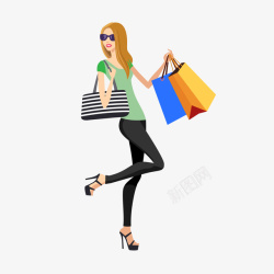女性服饰购物卡通商场买买买的人物高清图片